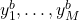 y^b_1, \dots, y^b_M