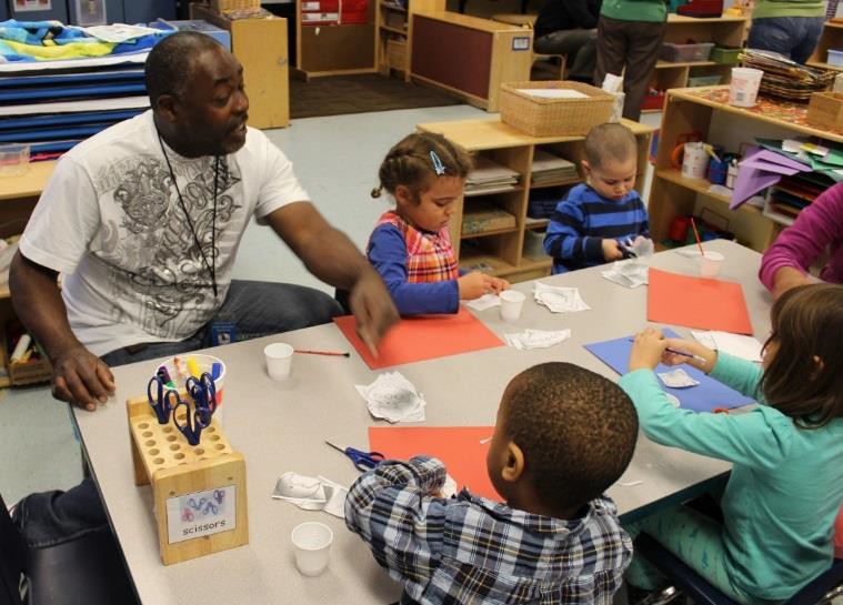 Children making crafts at preschool.