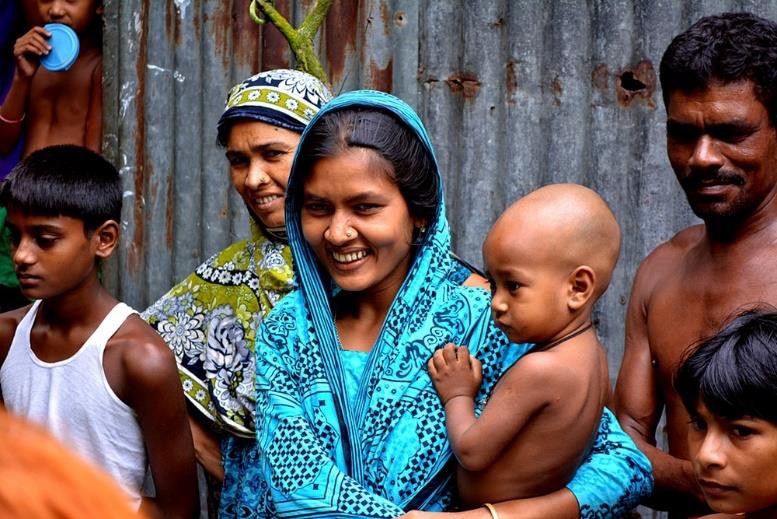 A family from a non-Western culture.